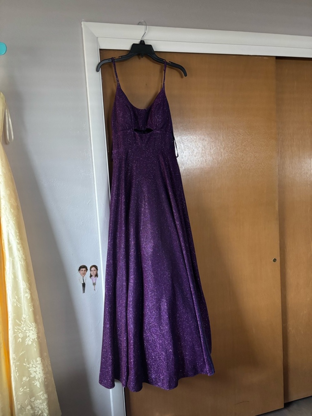 City Triangles Sparkling Deep Purple Spaghetti Strap Prom Gown